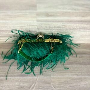 Women Ostrich Feather Clutch Purse